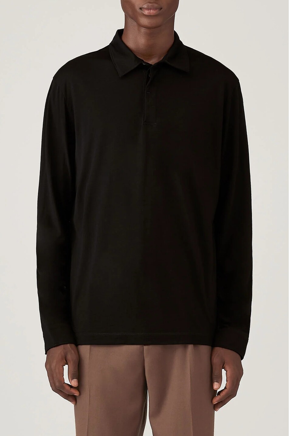 SUNSPEL Long-sleeve wool jersey polo shirt Men BLACK 6