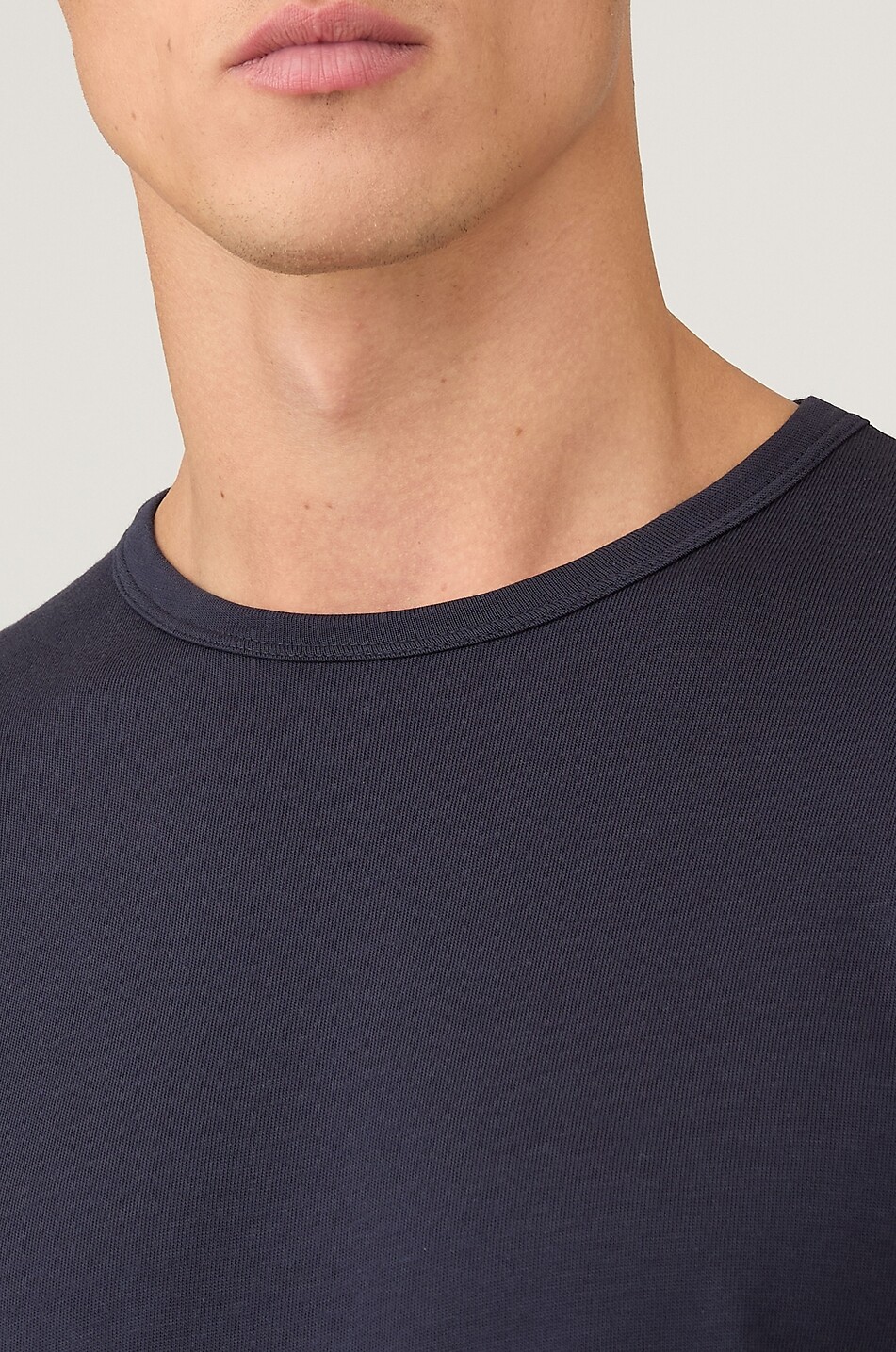 SUNSPEL Round neck Supima cotton jersey T-shirt Men DARK BLUE 5