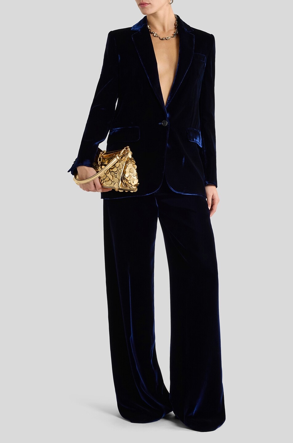 ETRO High-rise wide-leg trousers in fluid velvet Women PURPLE 2