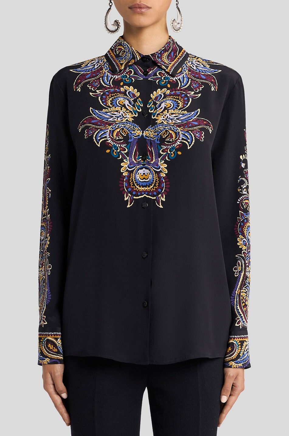 ETRO Paisley Placée print fluid silk shirt Women MULTI COLOURED 6