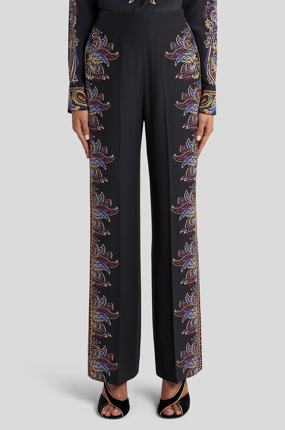 ETRO Paisley Placée printed silk palazzo trousers Women MULTI COLOURED 3