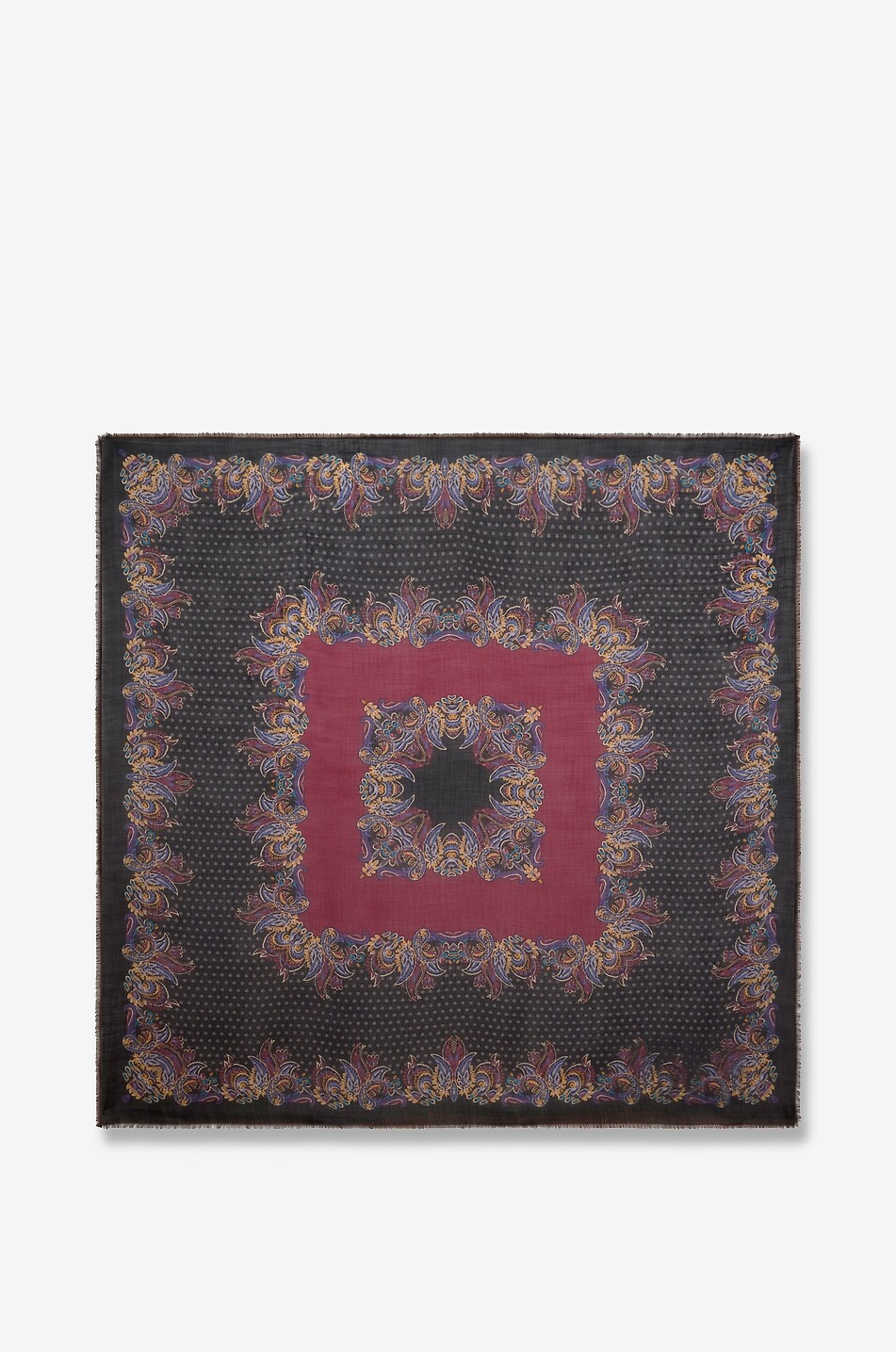 ETRO Paisley and polka dot print cashmere square shawl Women MULTI COLOURED 1