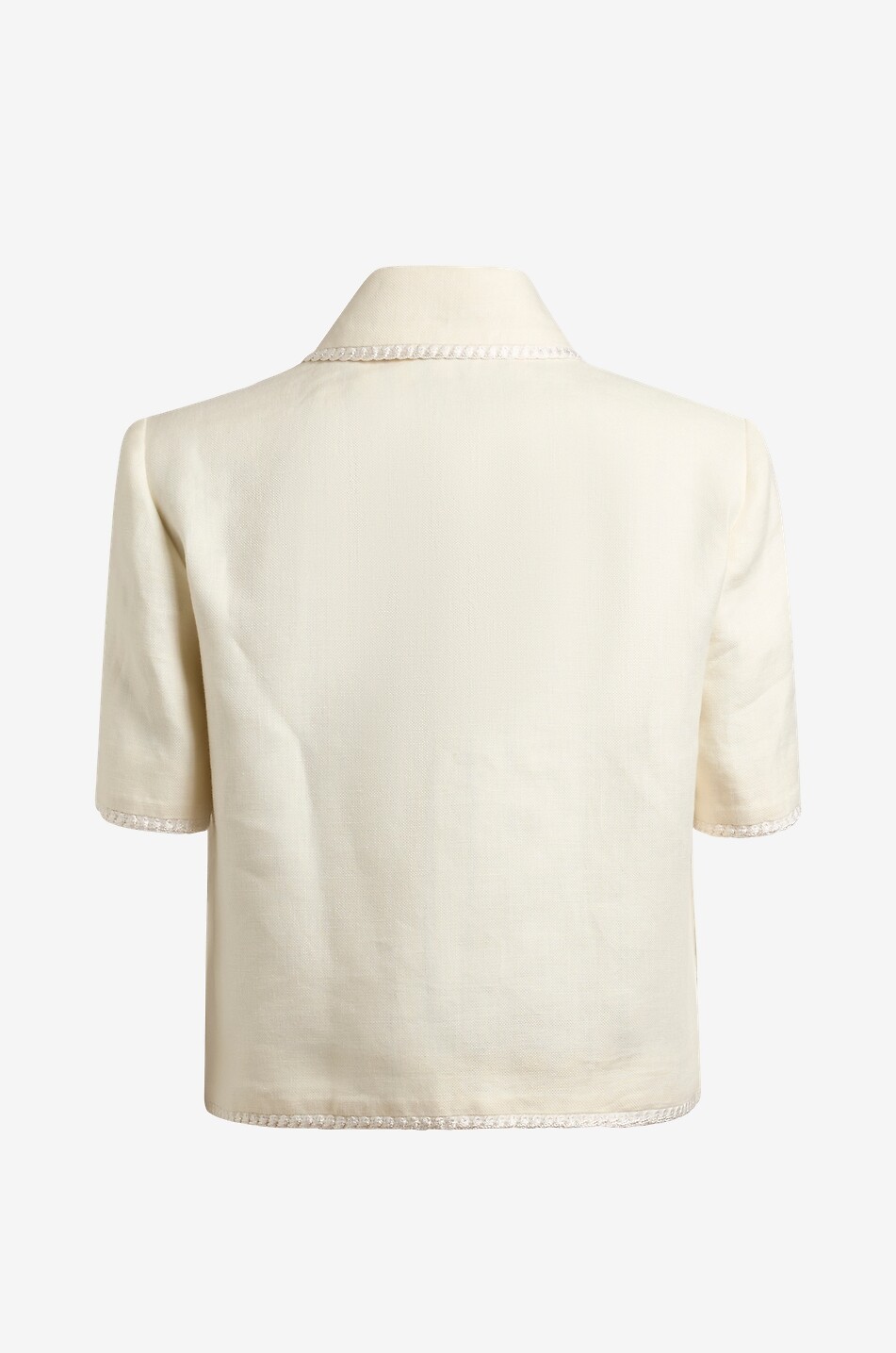 ETRO Braid-embellished short-sleeved linen tailoring jacket Women WHITE 2