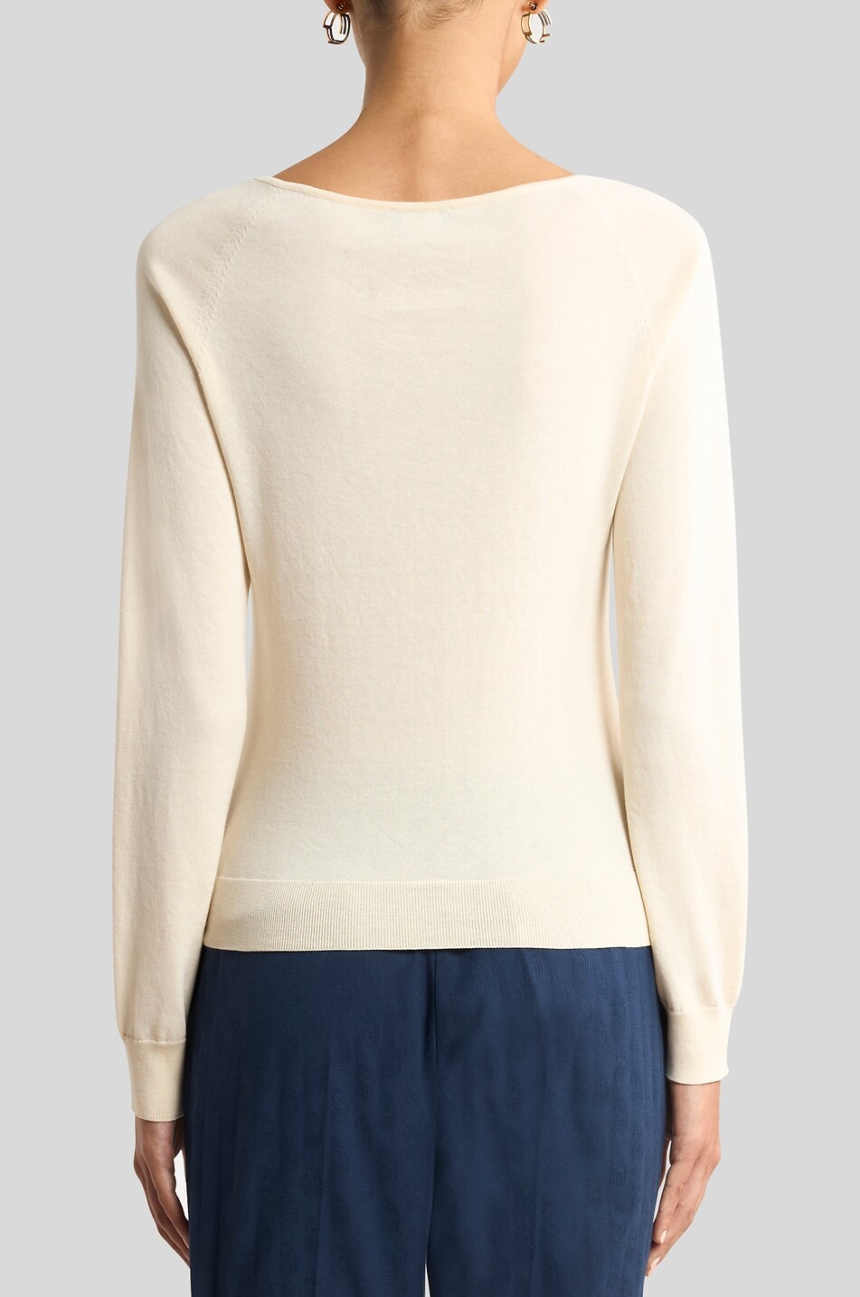 ETRO Pull fin à col V en coton motif Paisley Femme BEIGE 4