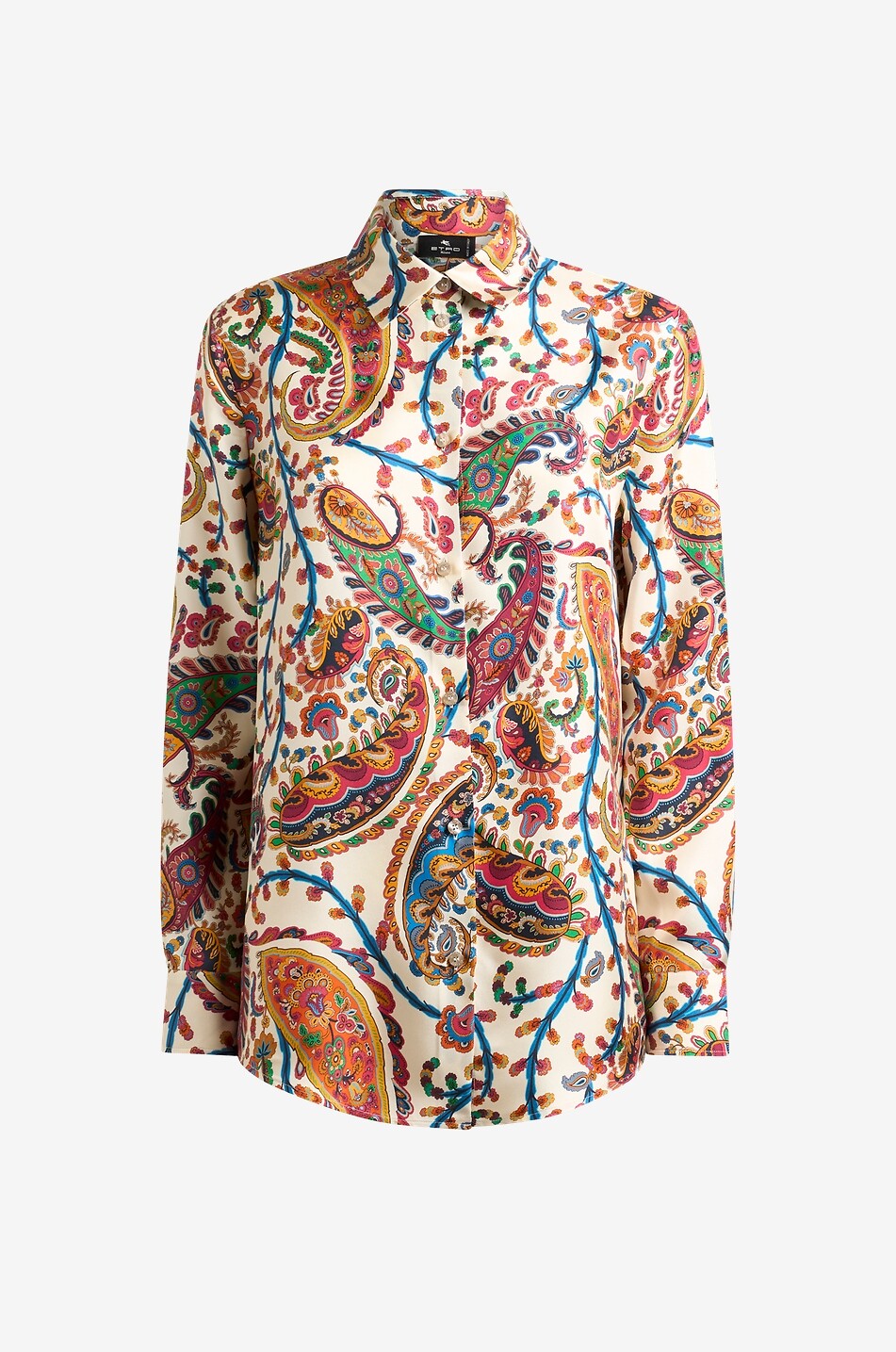 Paisley-printed straight silk shirt