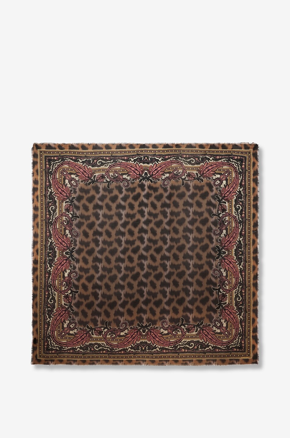 Foulard en laine et cachemire imprimé Paisley Leopard Aida