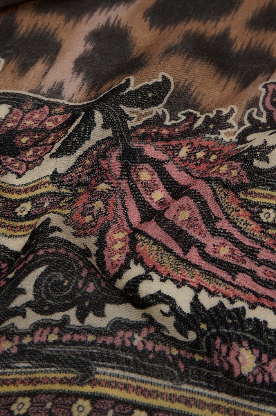 ETRO Foulard en laine et cachemire imprimé Paisley Leopard Aida Femme MULTICOLORE 3