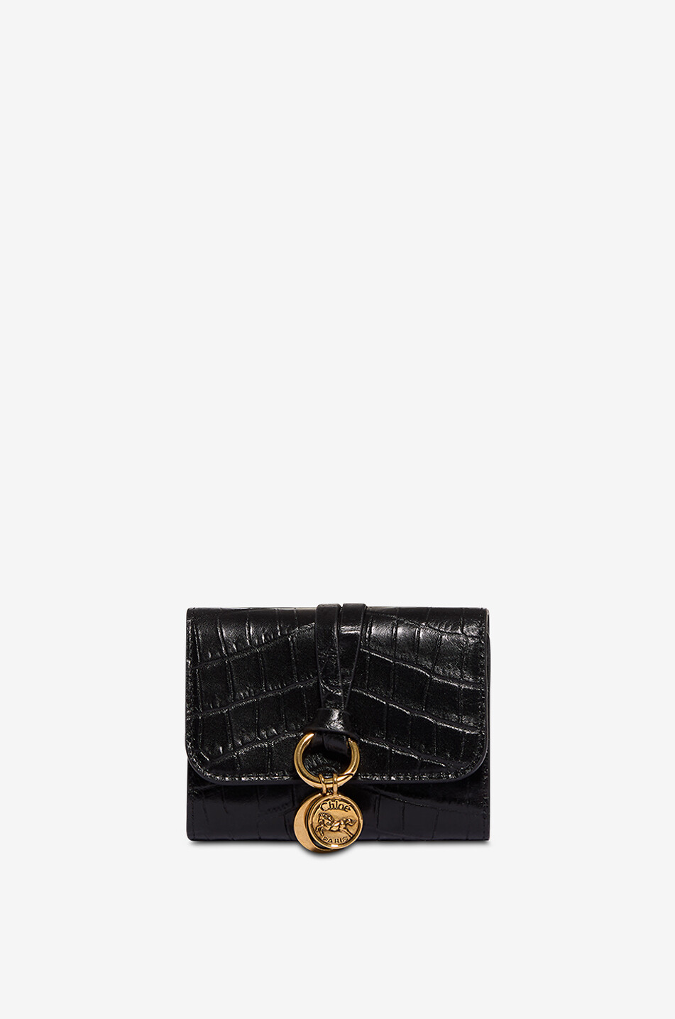 Alphabet rectangular croc-embossed leather wallet