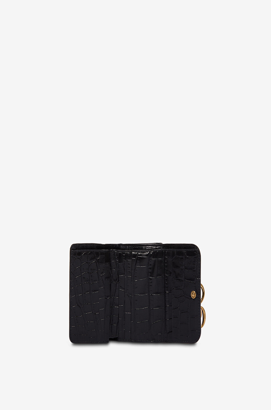 CHLOE Alphabet rectangular croc-embossed leather wallet Women BLACK 2