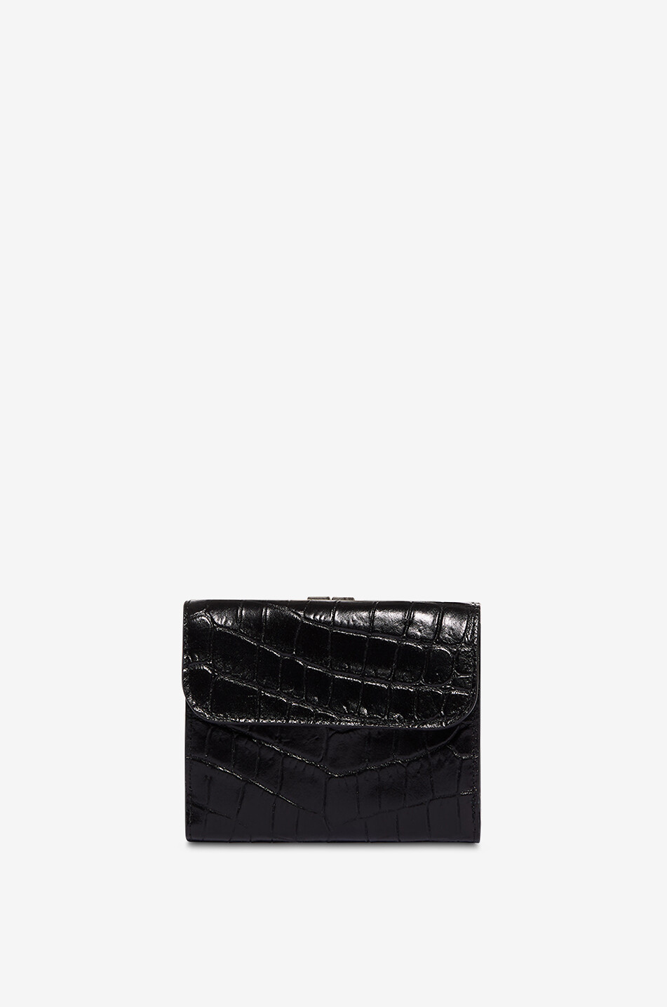 CHLOE Alphabet rectangular croc-embossed leather wallet Women BLACK 3
