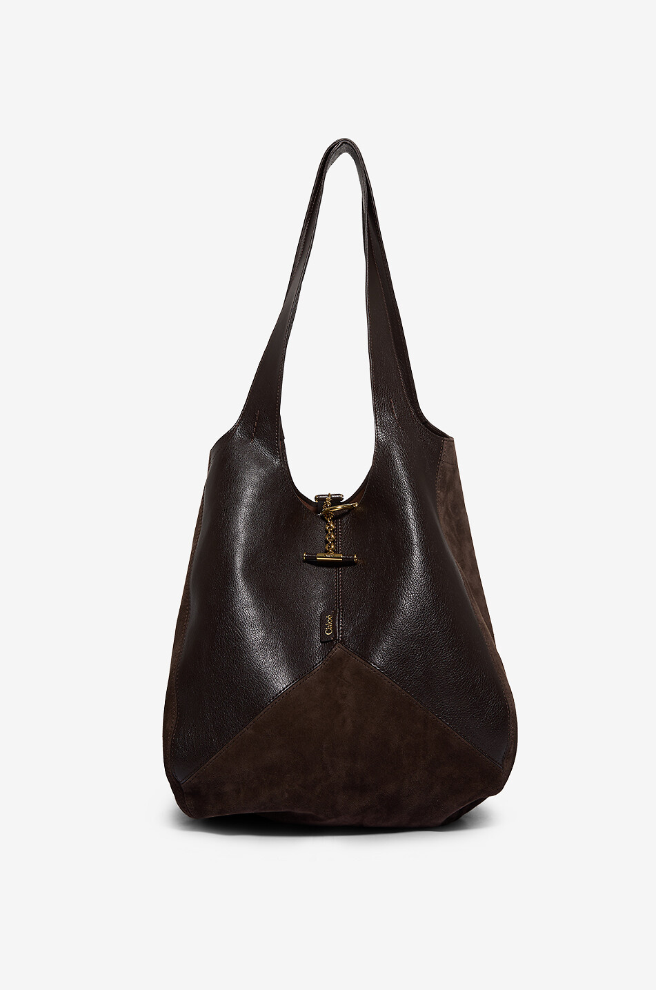Balloon leather and suede handbag