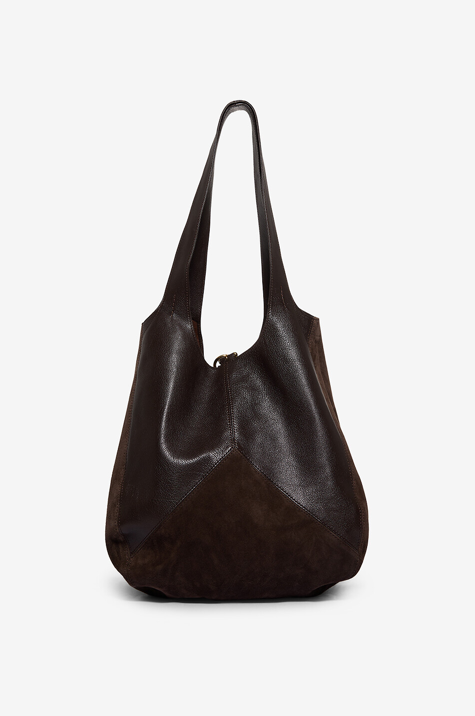 CHLOE Balloon leather and suede handbag Women BROWN 3
