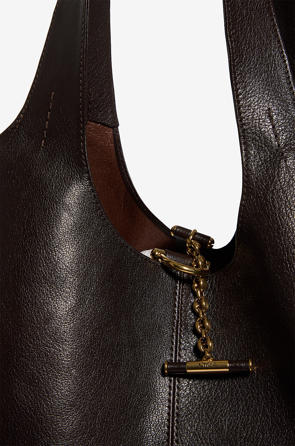 CHLOE Balloon leather and suede handbag Women BROWN 5