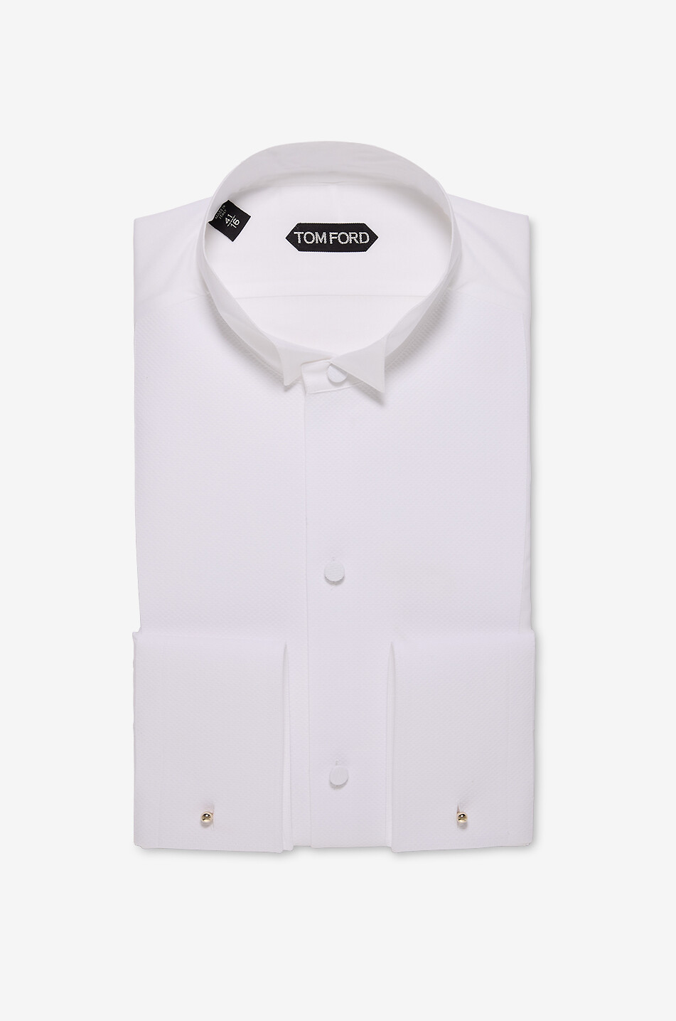 TOM FORD Chemise smoking à col cassé en coton texturé Homme BLANC 1
