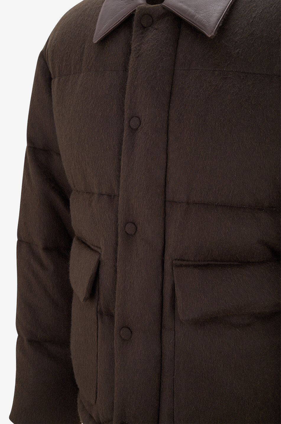 AURALEE Doudoune courte en flanelle de chameau Homme MARRON 3