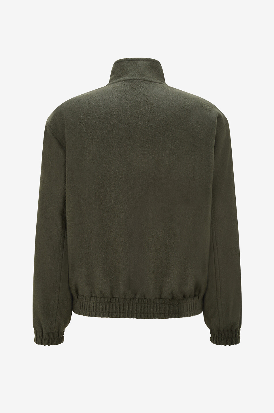 Short camel flannel high-neck blouson - AURALEE - DARK GREEN