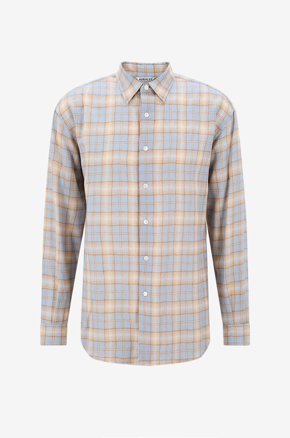 AURALEE Chemise en laine à carreaux Airy Homme BLEU CLAIR 1