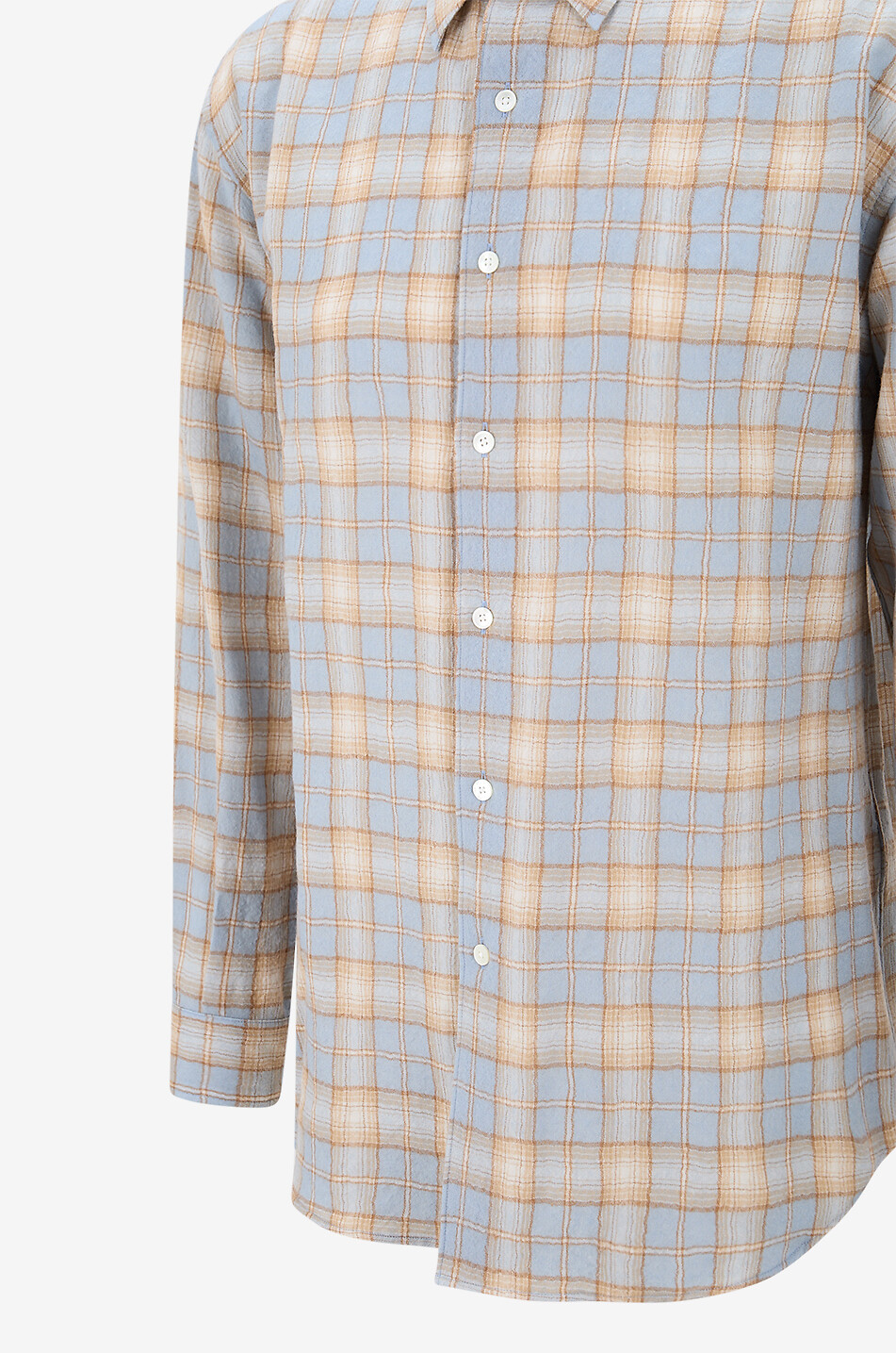 AURALEE Chemise en laine à carreaux Airy Homme BLEU CLAIR 4