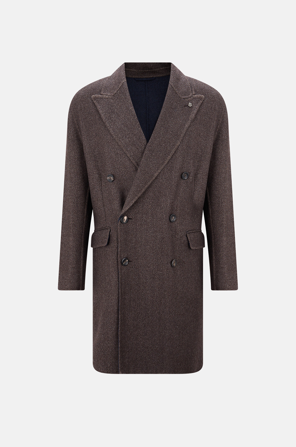 NINO GIAMPAOLO Double-breasted virgin wool coat Men DARK BROWN 1