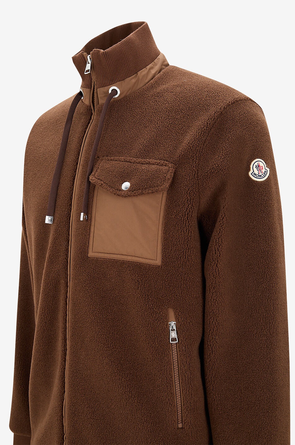 MONCLER Sweatjacke aus Teddy-Fleece mit Daunenteilen Herren BRAUN 3