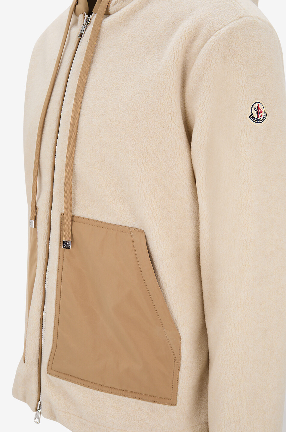 MONCLER Sweat-shirt zippé à capuche en polaire teddy Homme BEIGE 3