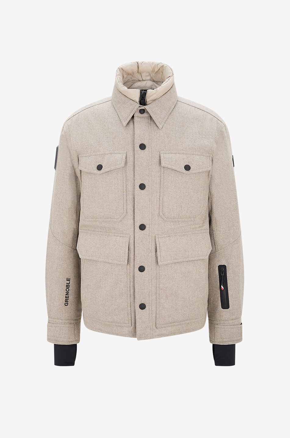 Antuco short funnel-neck flannel coat