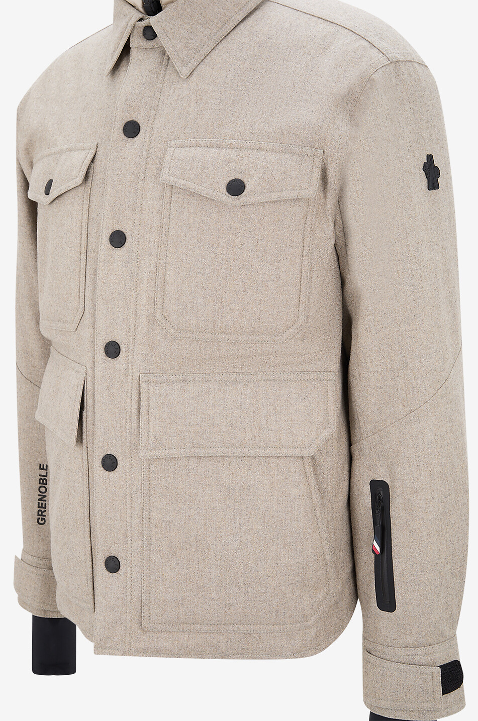 MONCLER GRENOBLE Antuco short funnel-neck flannel coat Men [akeneo-beigefonce] 3