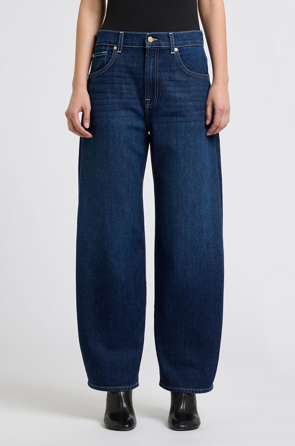 7 FOR ALL MANKIND Jean large Bonnie Curvilinear Mankind Radar Femme BLEU FONCE 3