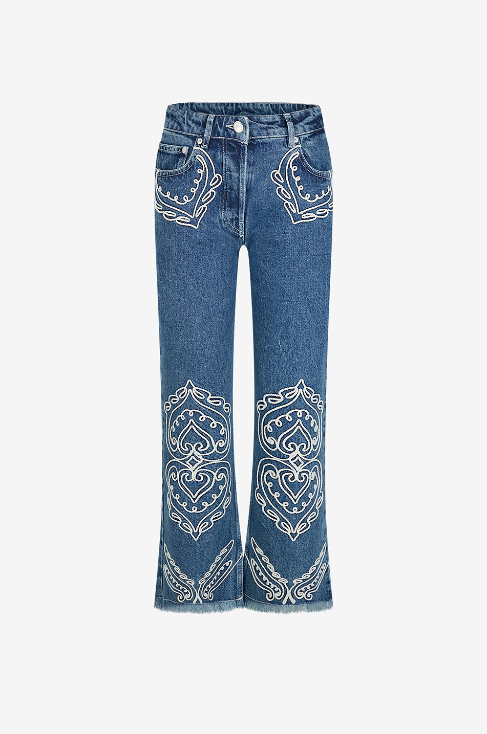 Cornely flared cropped embroidered jeans