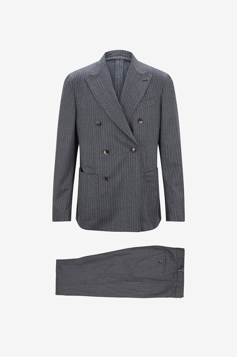 CARUSO Zweireihiger Nadelstreifen-Anzug aus Wolle Herren MITTELGRAU 1