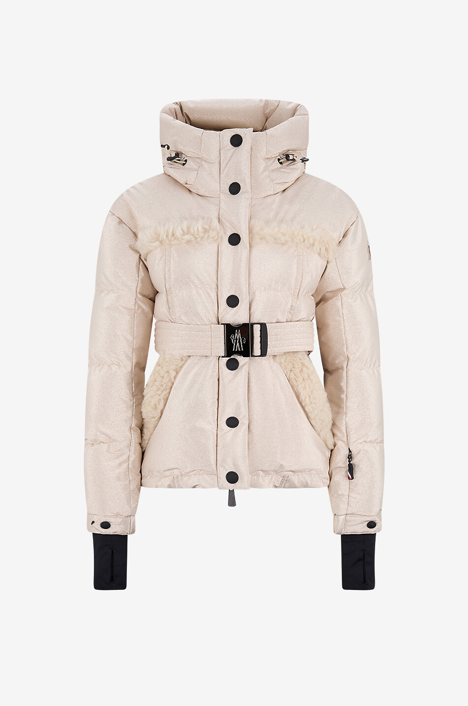 MONCLER GRENOBLE Mondim metallic ski down jacket with shearling Women SILVER 1