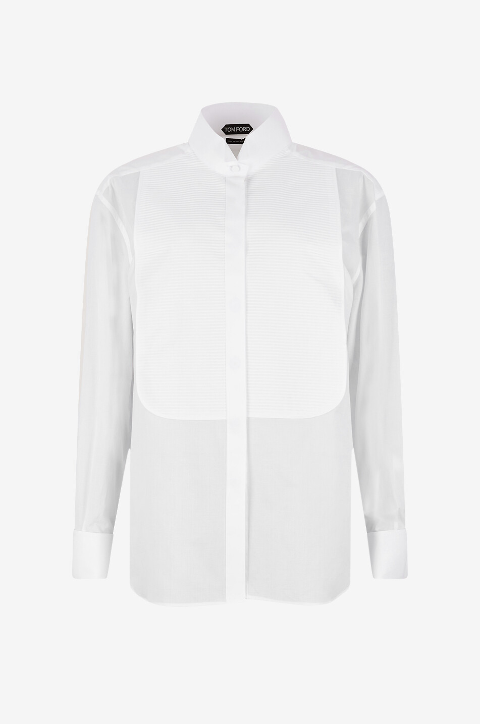 TOM FORD Chemise droite à plastron nervuré en popeline Femme BLANC 1