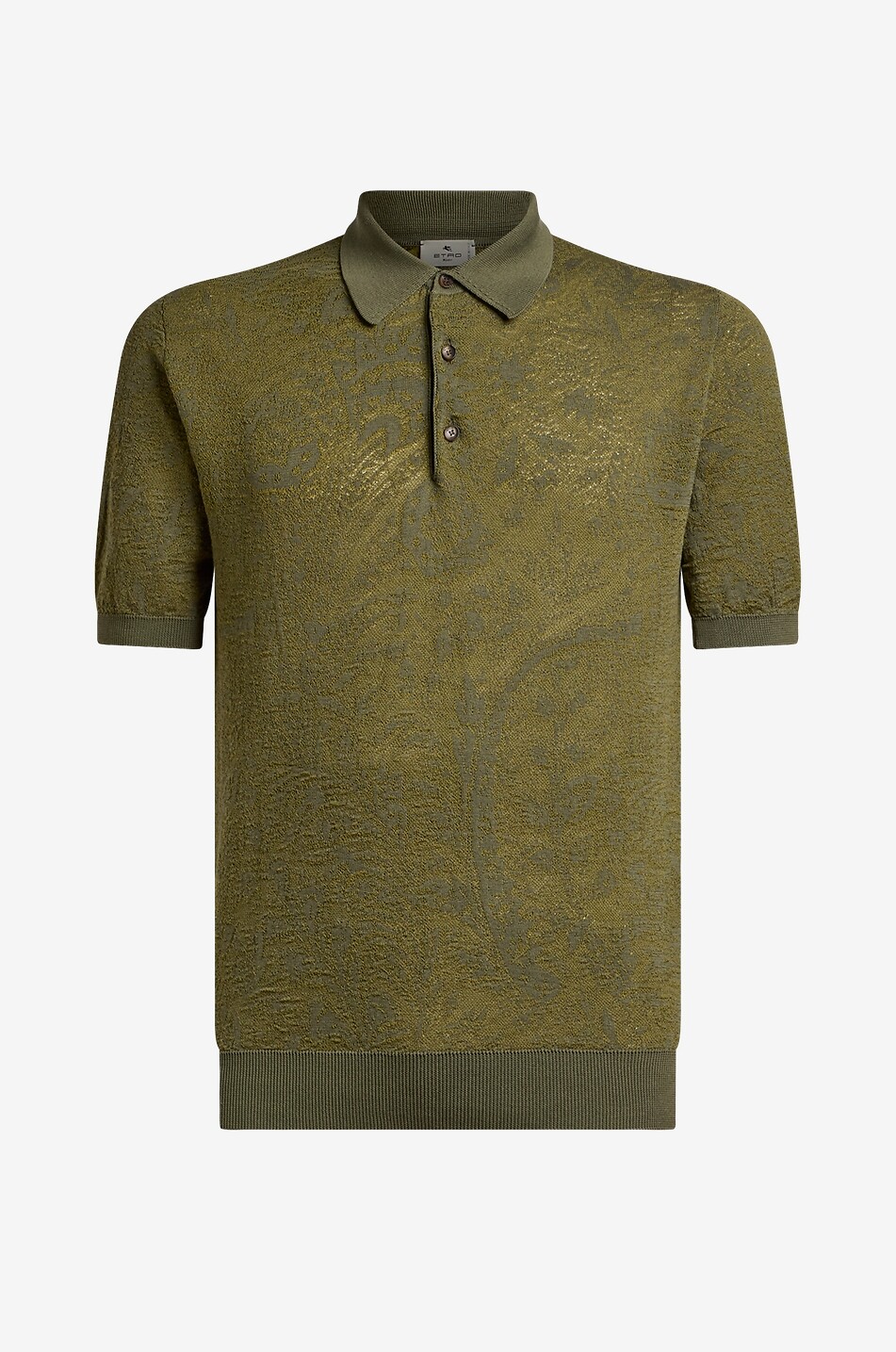 ETRO Polo à manches courtes en maille jacquard Paisley de coton Homme VERT MOYEN 1