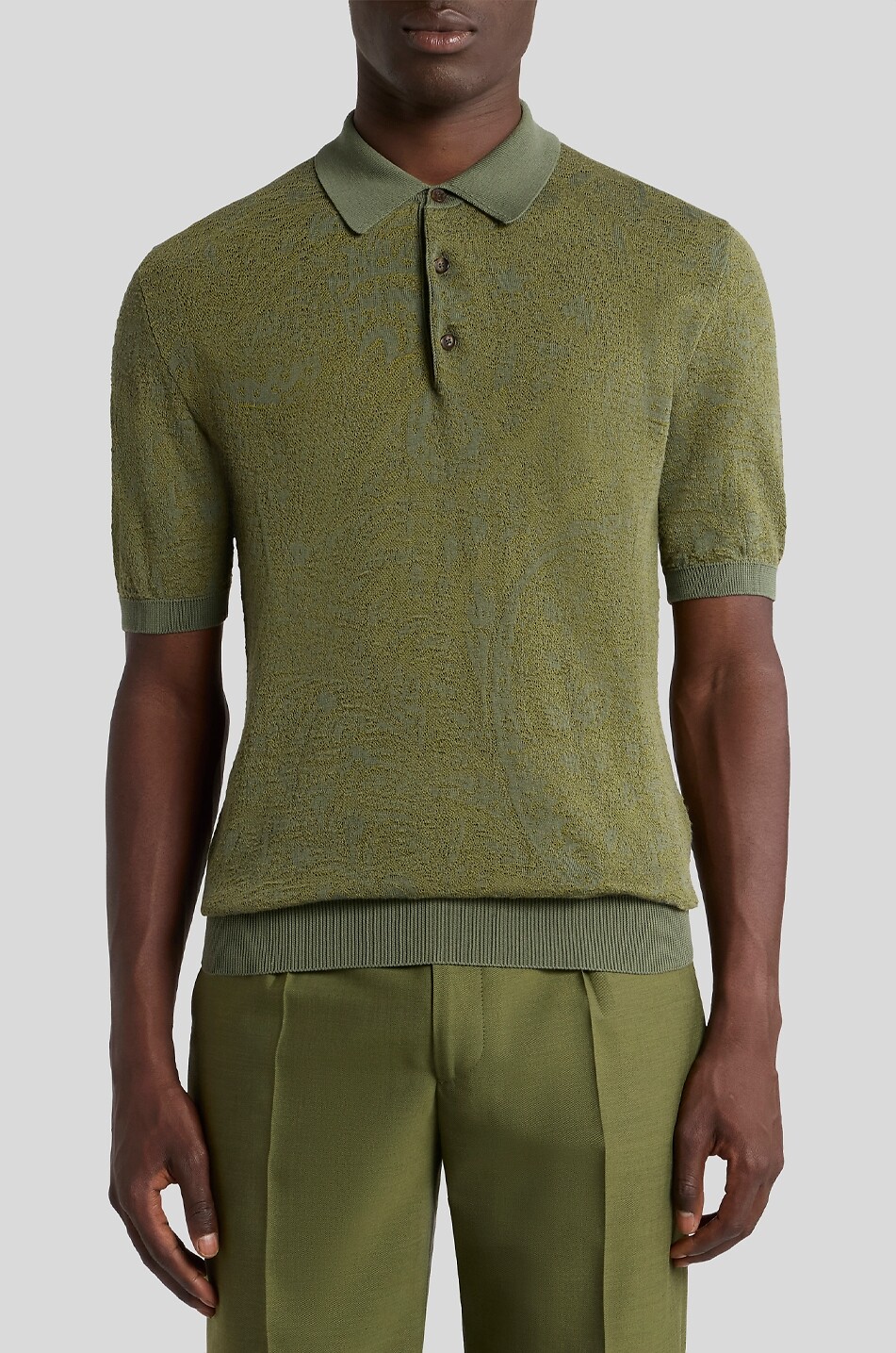 ETRO Polo à manches courtes en maille jacquard Paisley de coton Homme VERT MOYEN 3