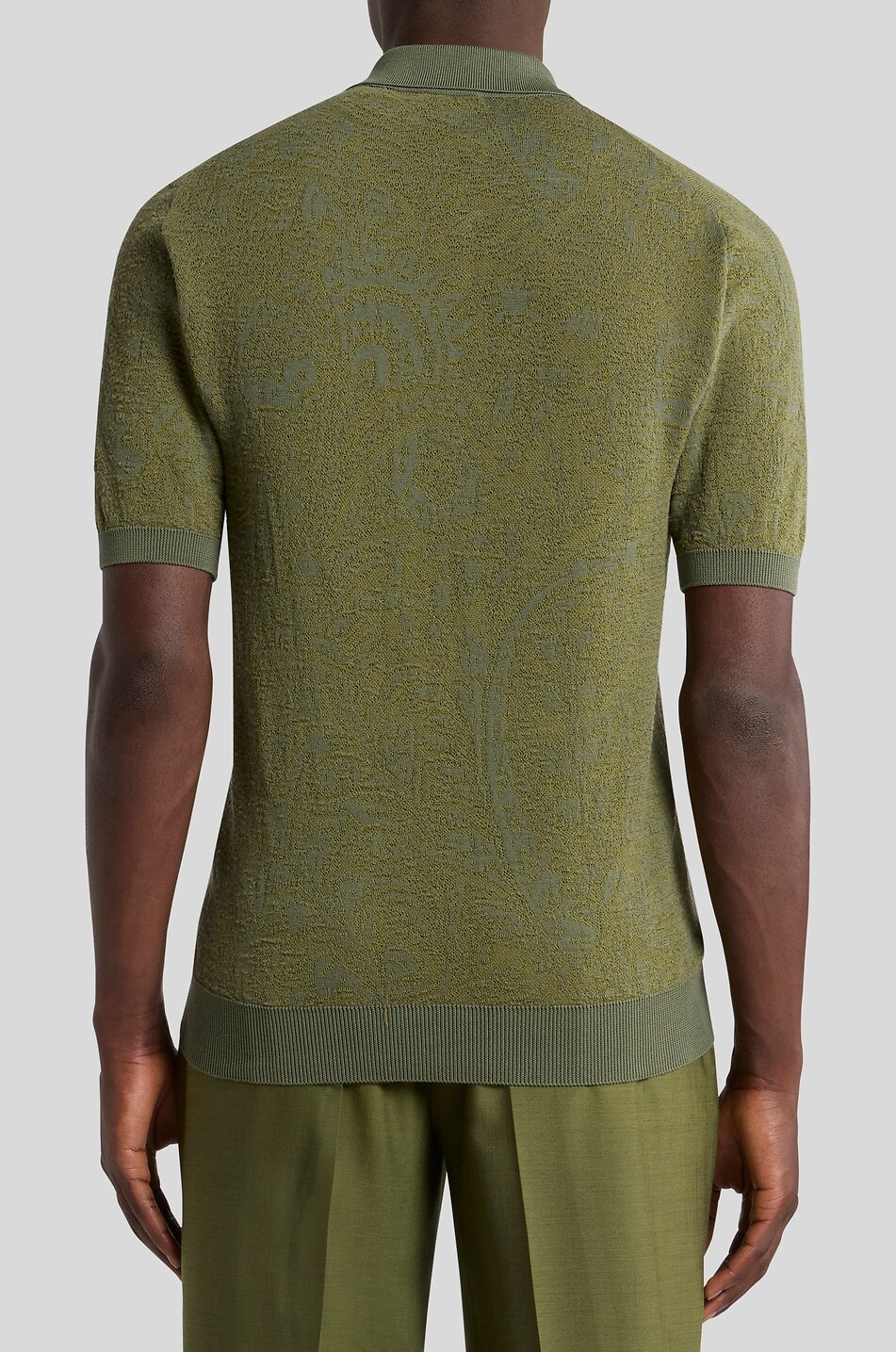 ETRO Polo à manches courtes en maille jacquard Paisley de coton Homme VERT MOYEN 4