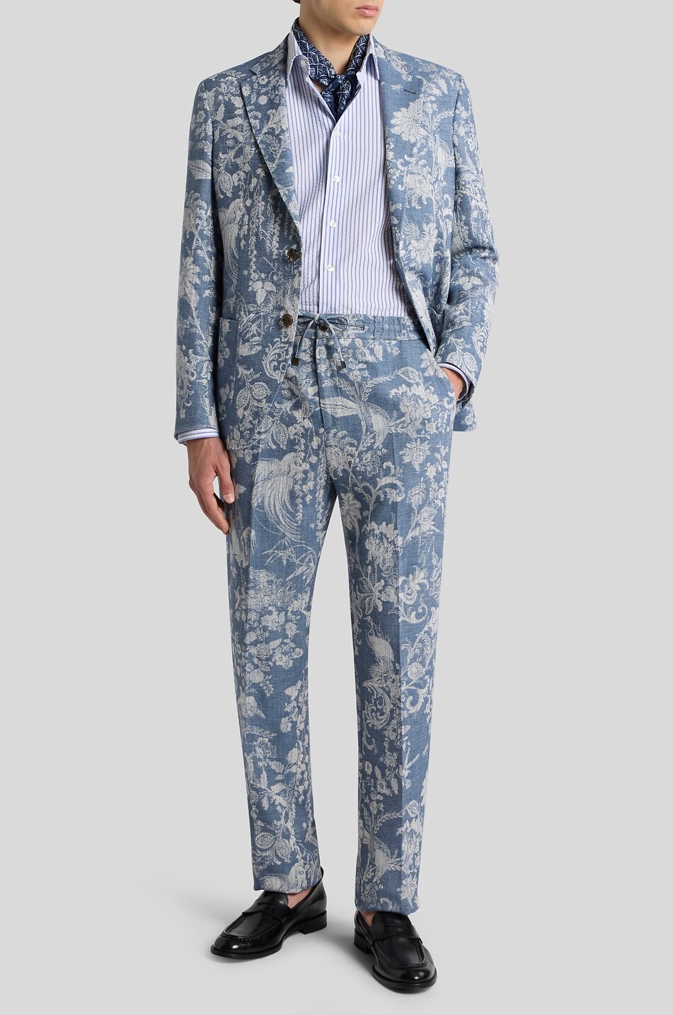 ETRO Roma Sport jungle patterned jacquard blazer Men MEDIUM BLUE 3
