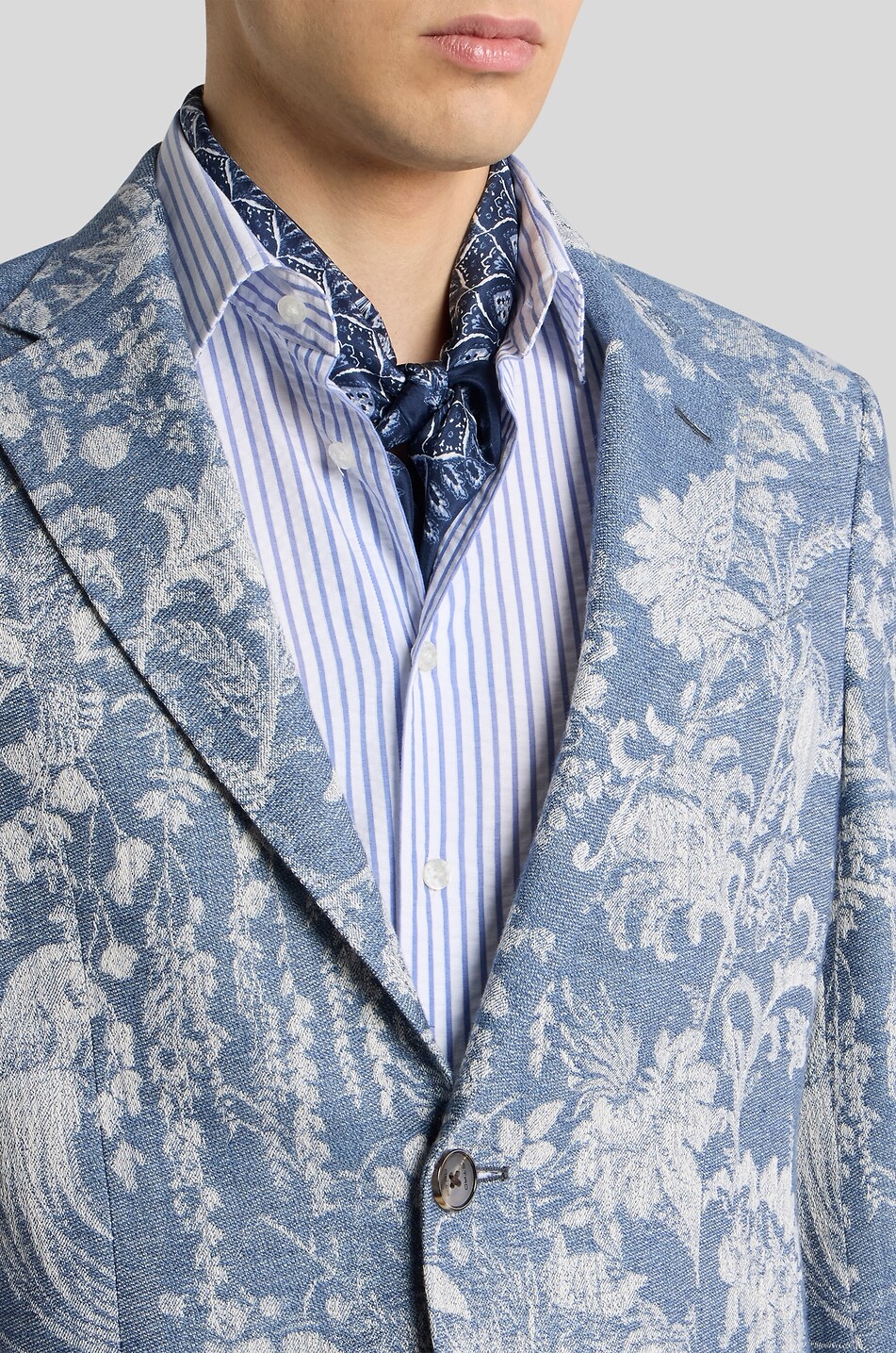 ETRO Roma Sport jungle patterned jacquard blazer Men MEDIUM BLUE 5