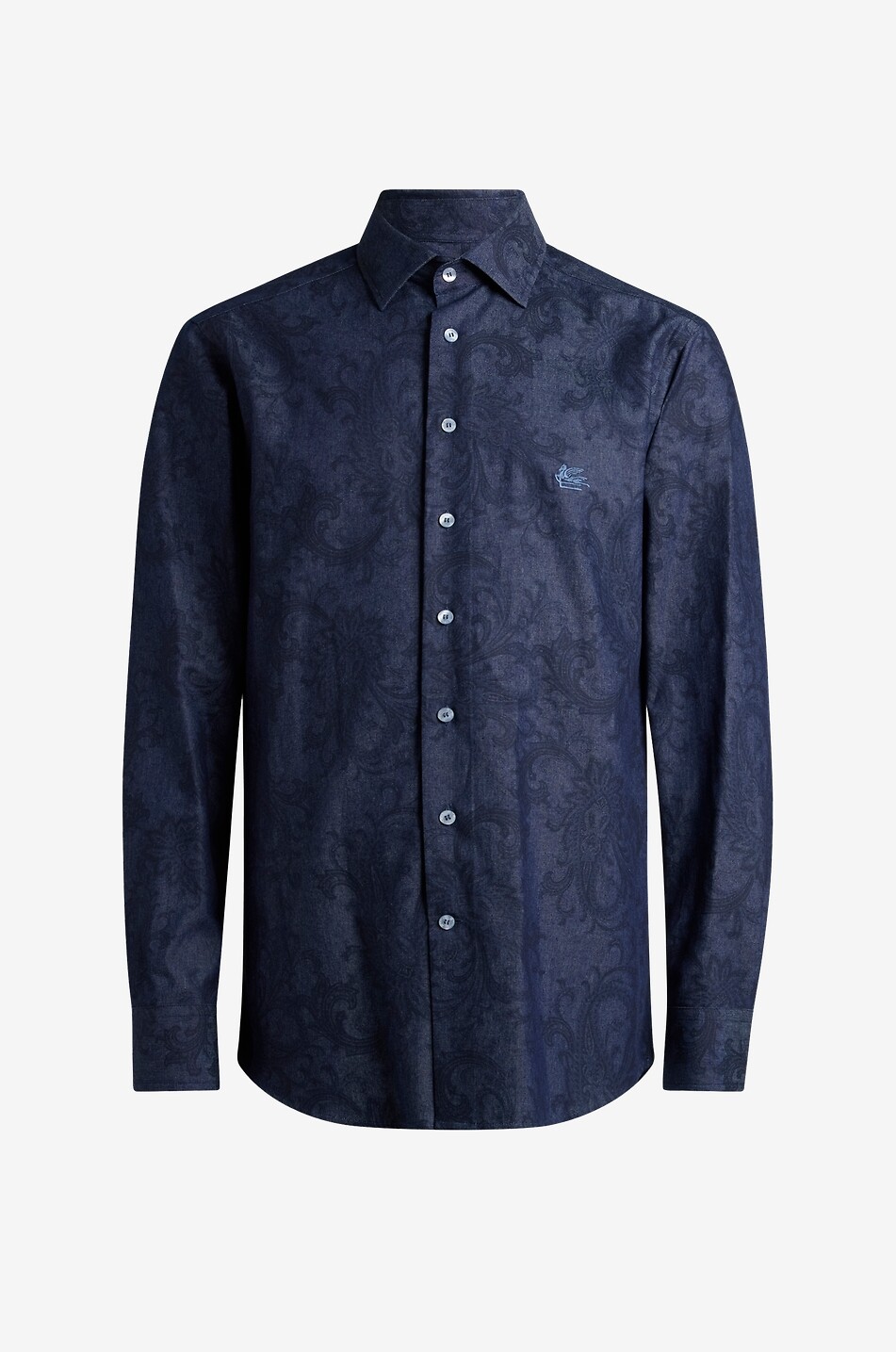 Denim-Hemd mit Paisley-Print Roma