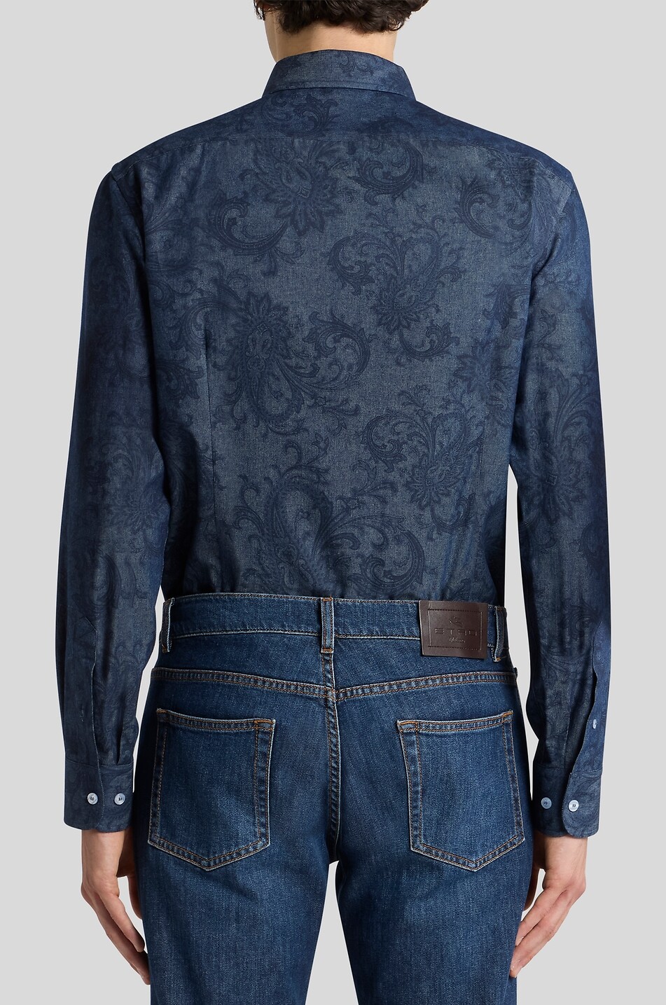 ETRO Denim-Hemd mit Paisley-Print Roma Herren MITTELBLAU 5