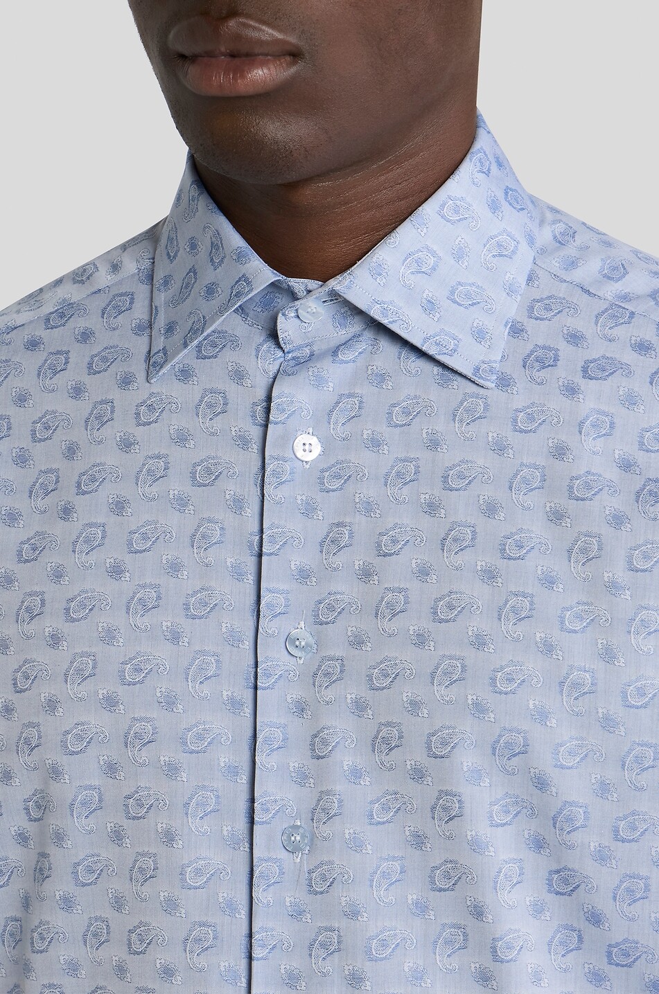 ETRO Baumwollhemd aus Paisley-Jacquard Roma Herren HELLBLAU 7