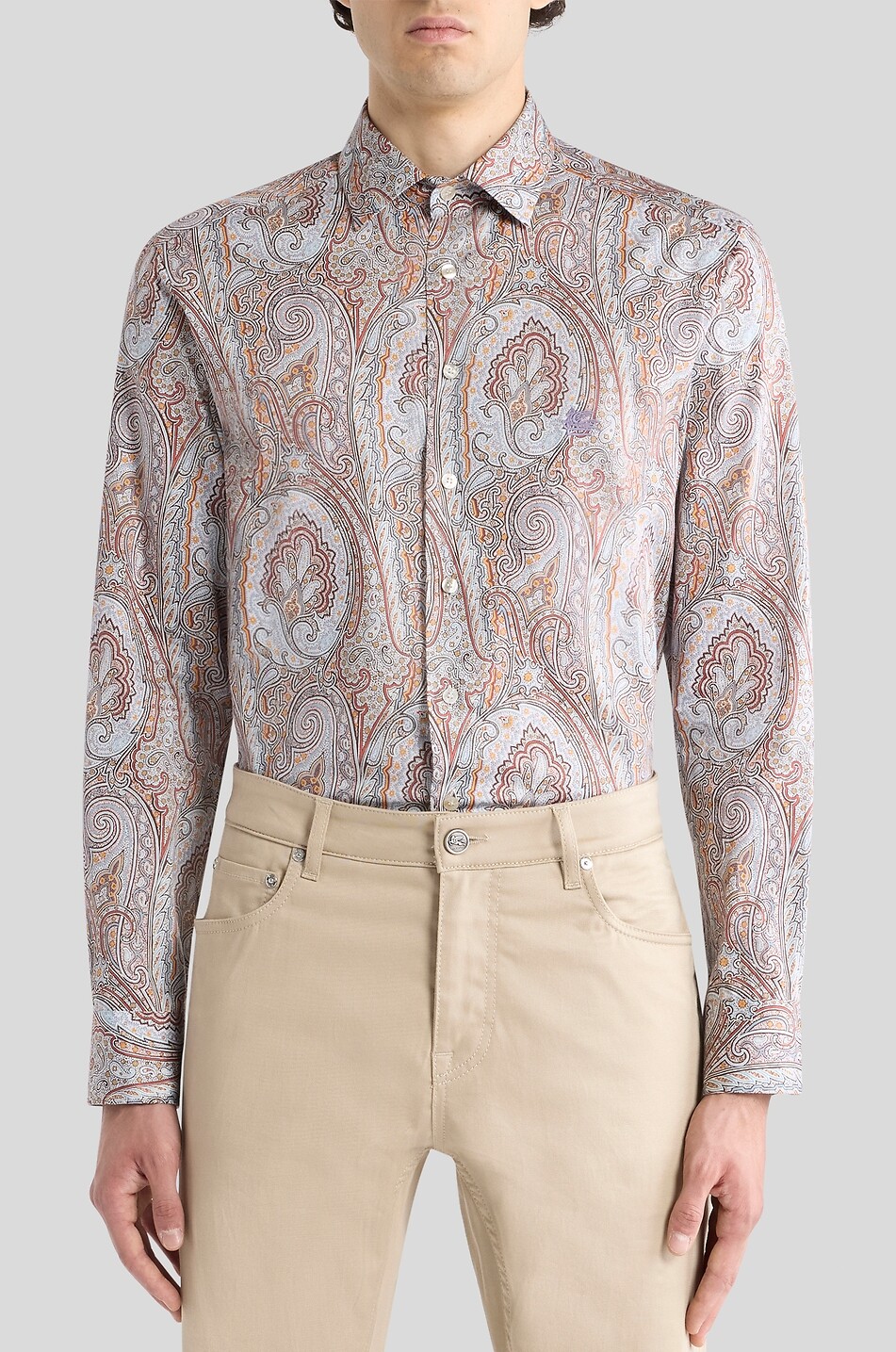 ETRO Roma Paisley printed silk shirt Men MEDIUM BROWN 3