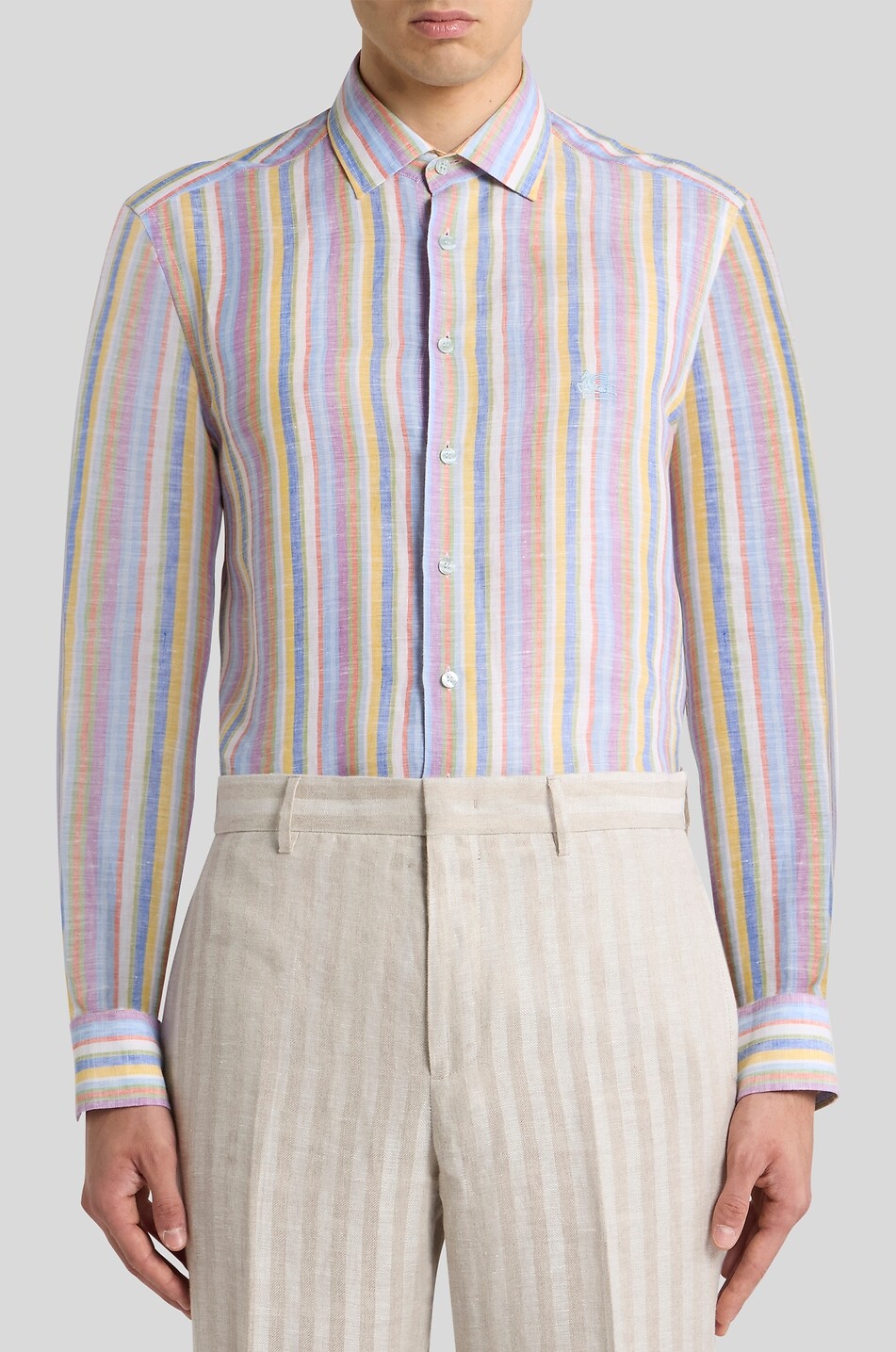 ETRO Bunt gestreiftes Leinenhemd Roma Herren BUNT 3