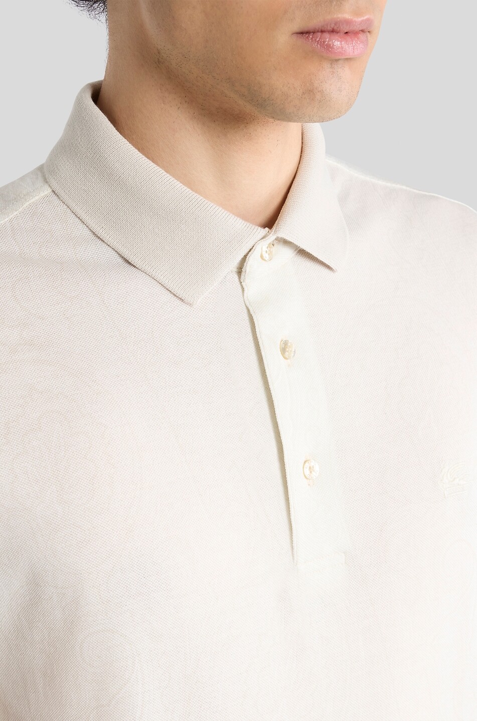 ETRO Roma Paisley printed short-sleeved cotton piqué polo shirt Men EGGSHELL 6