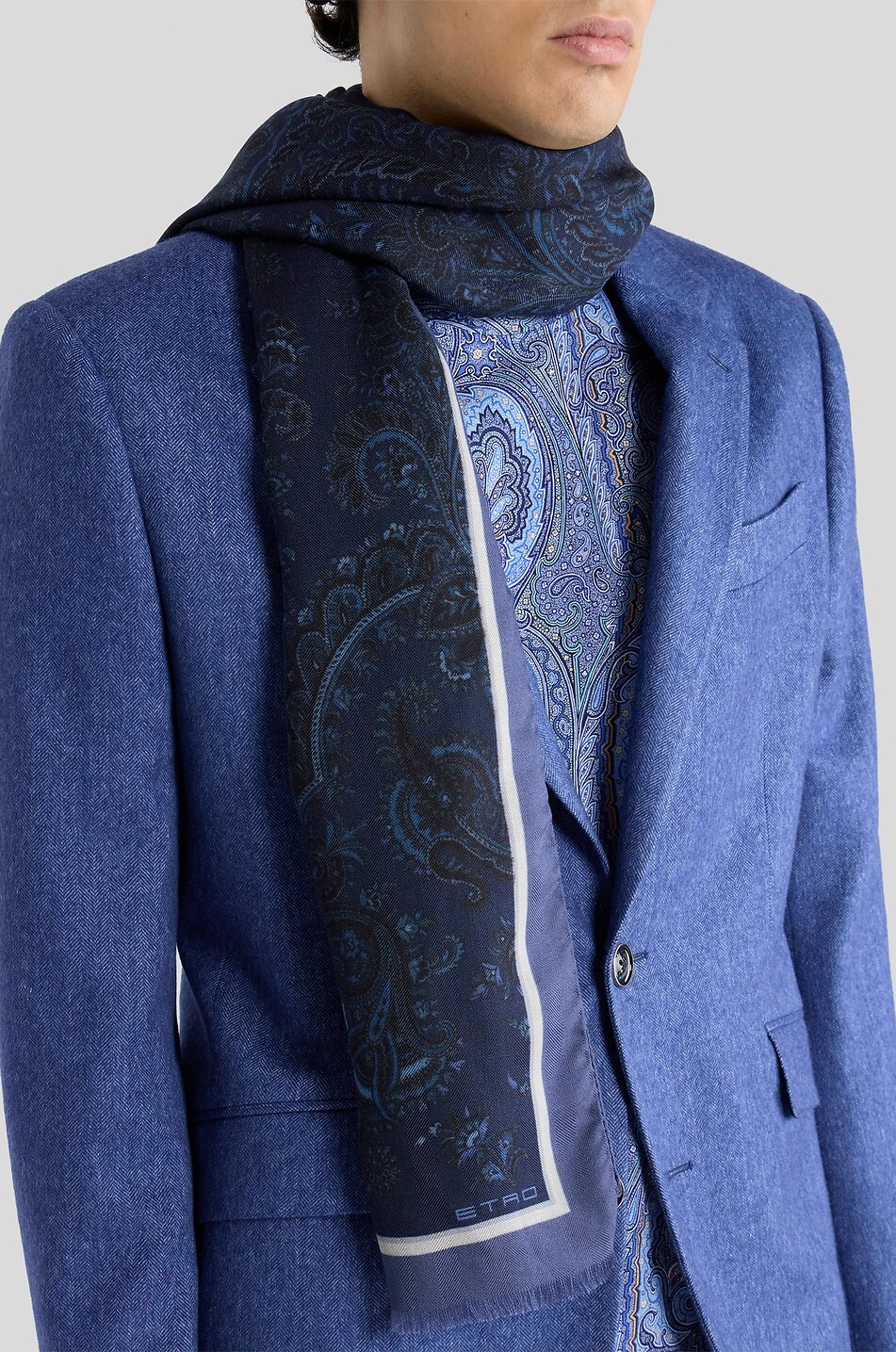 ETRO Schal aus Baumwolle mit Paisley-Print Orfeo Herren DUNKELBLAU 5