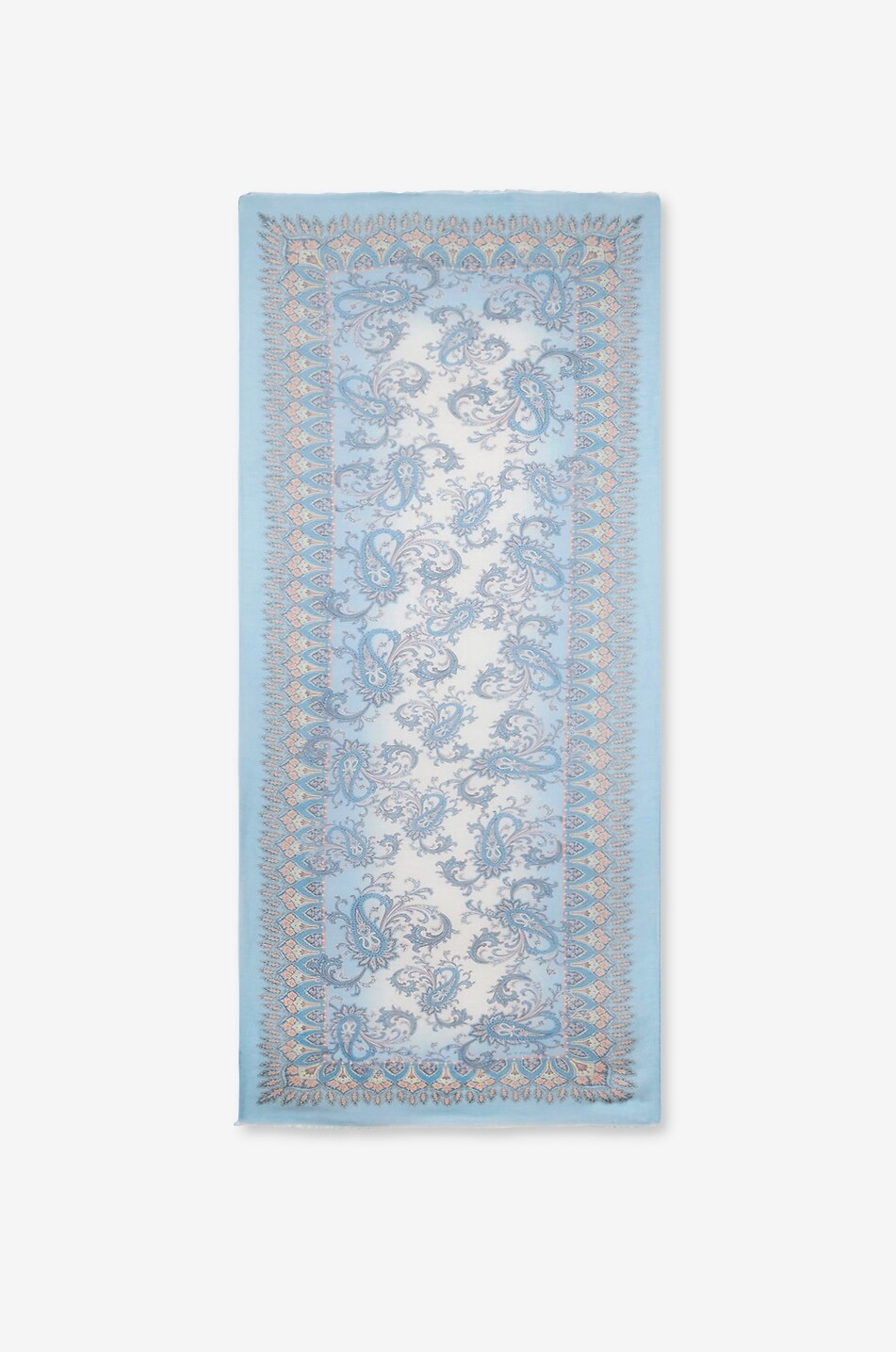 ETRO Orfeo lightweight linen blend Paisley print scarf Men DARK BLUE 1