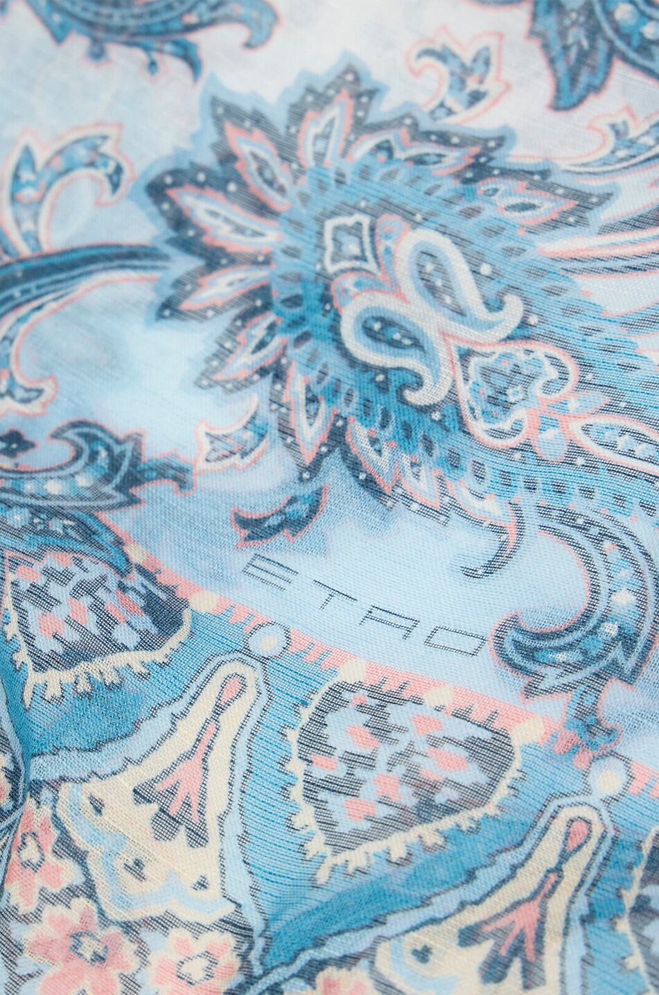 ETRO Orfeo lightweight linen blend Paisley print scarf Men DARK BLUE 5