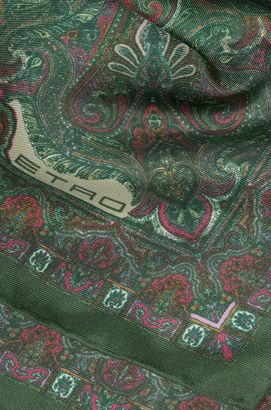 ETRO Seidentwill-Einstecktuch mit Paisley-Print Fedora Herren DUNKELGRÜN 2
