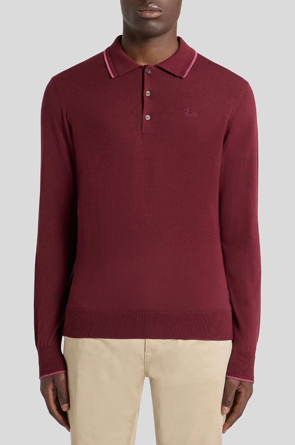 ETRO Feiner Polo-Pullover aus Baumwolle und Seide Pegaso Herren MITTELROT 2