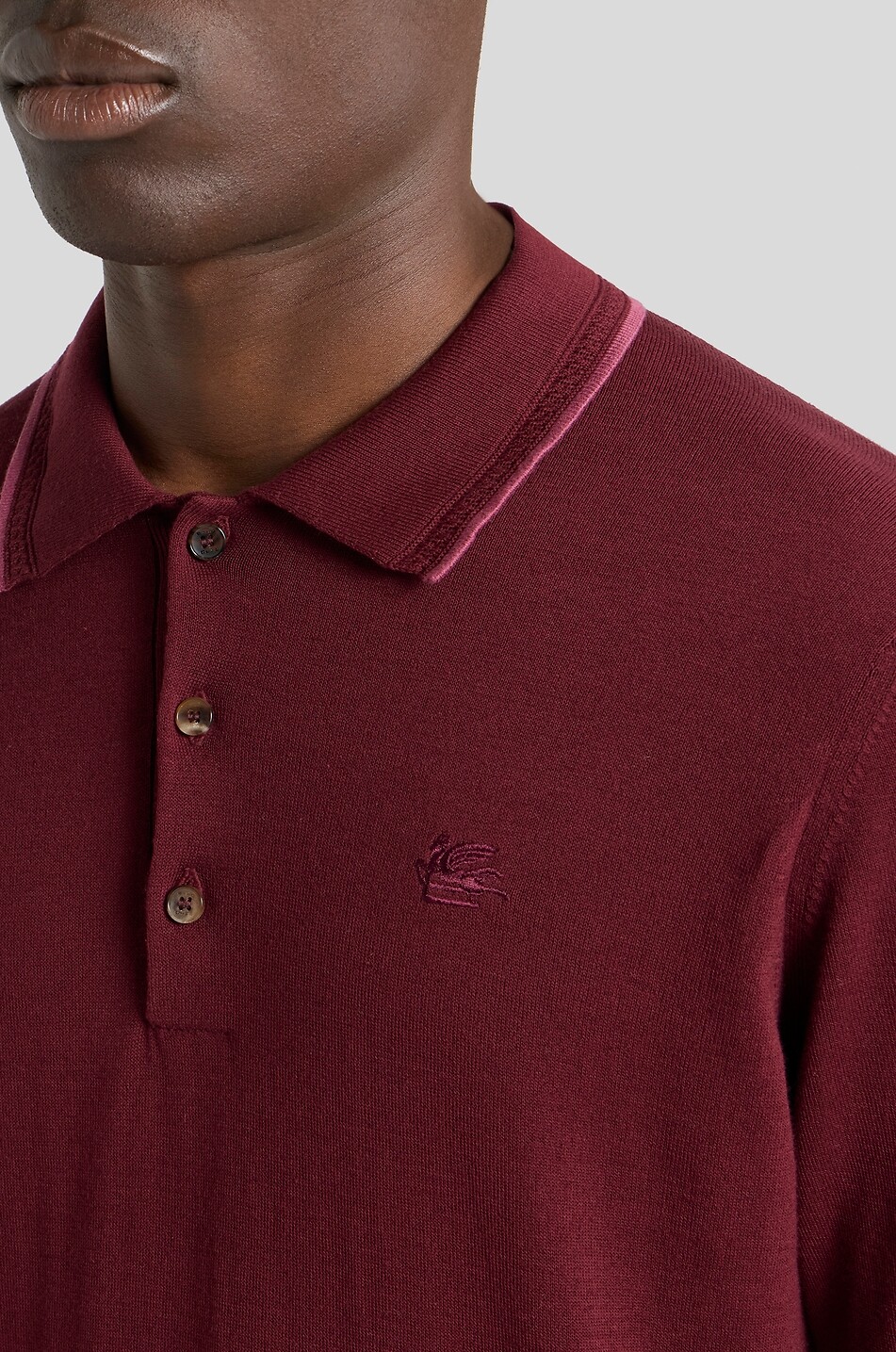 ETRO Feiner Polo-Pullover aus Baumwolle und Seide Pegaso Herren MITTELROT 6