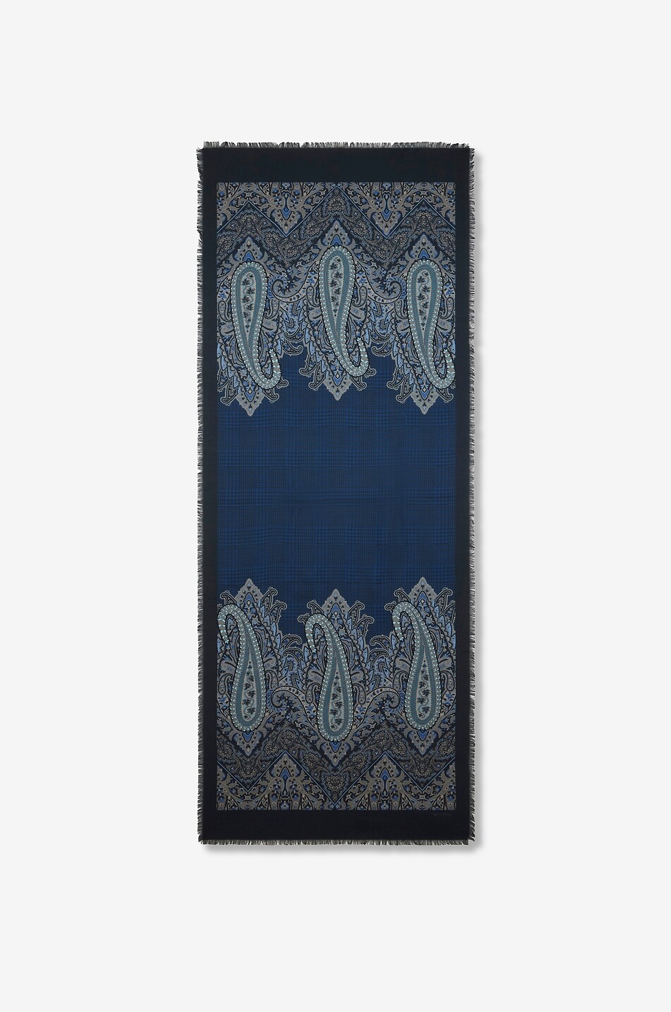 ETRO Schal aus Wolle und Seide mit Karo- und Paisley-Print Traviata Herren DUNKELBLAU 1